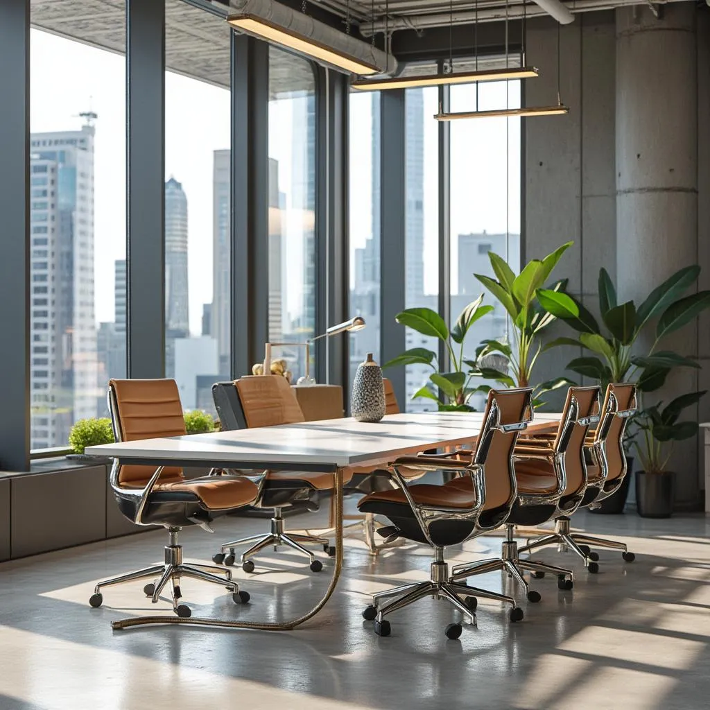 Espacio de trabajo colaborativo moderno y minimalista
